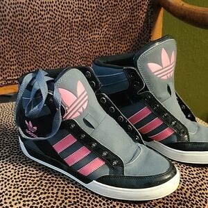 adidas Women's Gray and Pink High-Top Sneakers